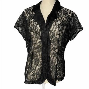 -Victoria's Secret Lace and satin black top